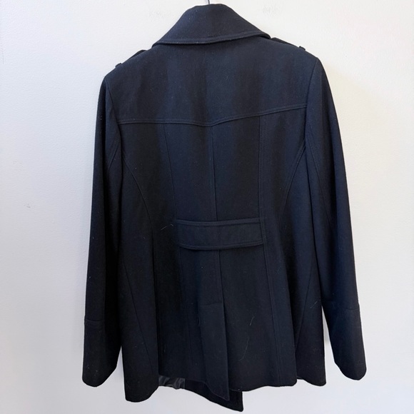 Dana Buchman Black Wool Blend Double-Breasted Pea Coat, Sz L - Picture 4 of 12